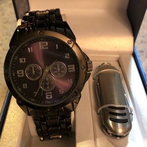 Stainless steel Men’s watch & tool gift set.